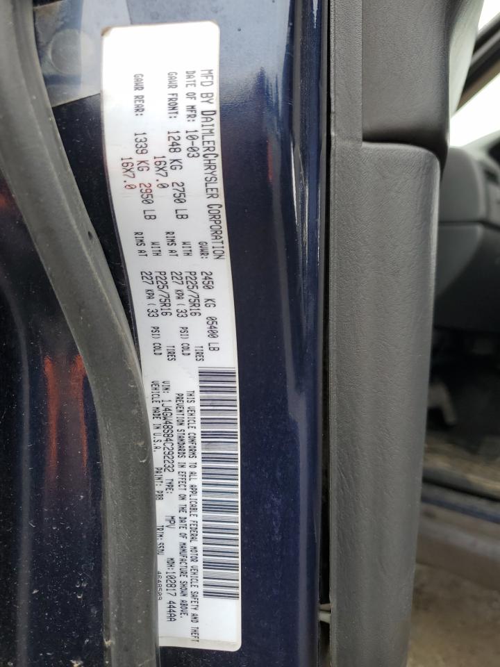 2004 Jeep Grand Cherokee VIN 1J4GW48S84C292232 Copart auction photo, side damage thumbnail 13