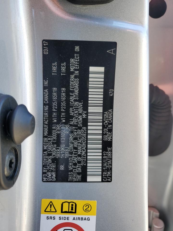 2017 Lexus RX VIN 2T2ZZMCA0HC058258 Copart auction photo, side / front end damage thumbnail 13