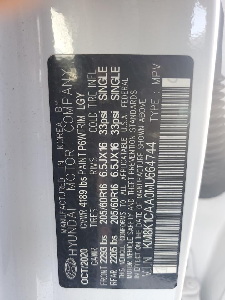 2021 Hyundai Kona VIN KM8K1CAA0MU664744 Copart auction photo, front end damage thumbnail 14