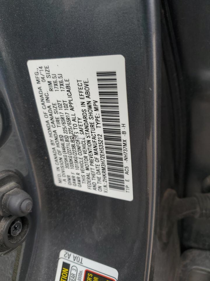 2014 Honda CR-V VIN 2HKRM3H72EH535212 Copart auction photo, front end / side damage thumbnail 13