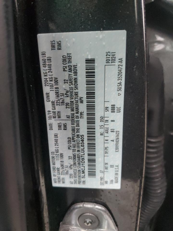 2020 Lincoln Corsair VIN 5LMCJ1D97LUL03405 Copart auction photo, front end damage thumbnail 12