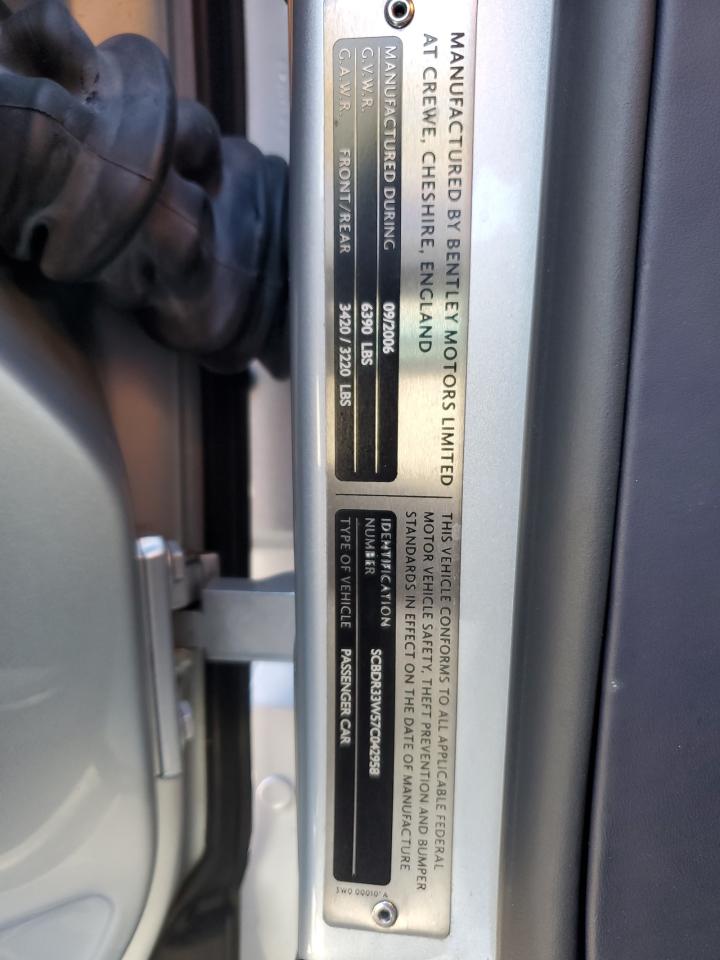 2007 Bentley Continental VIN SCBDR33W57C042958 Copart auction photo, side damage thumbnail 12