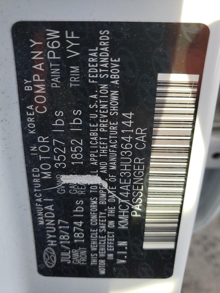 2017 Hyundai Accent VIN KMHCT4AE3HU364144 Copart auction photo, front end damage thumbnail 12