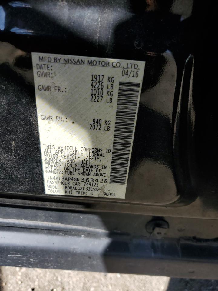 2016 Nissan Altima VIN 1N4AL3AP4GN363428 Copart auction photo, front end damage thumbnail 13
