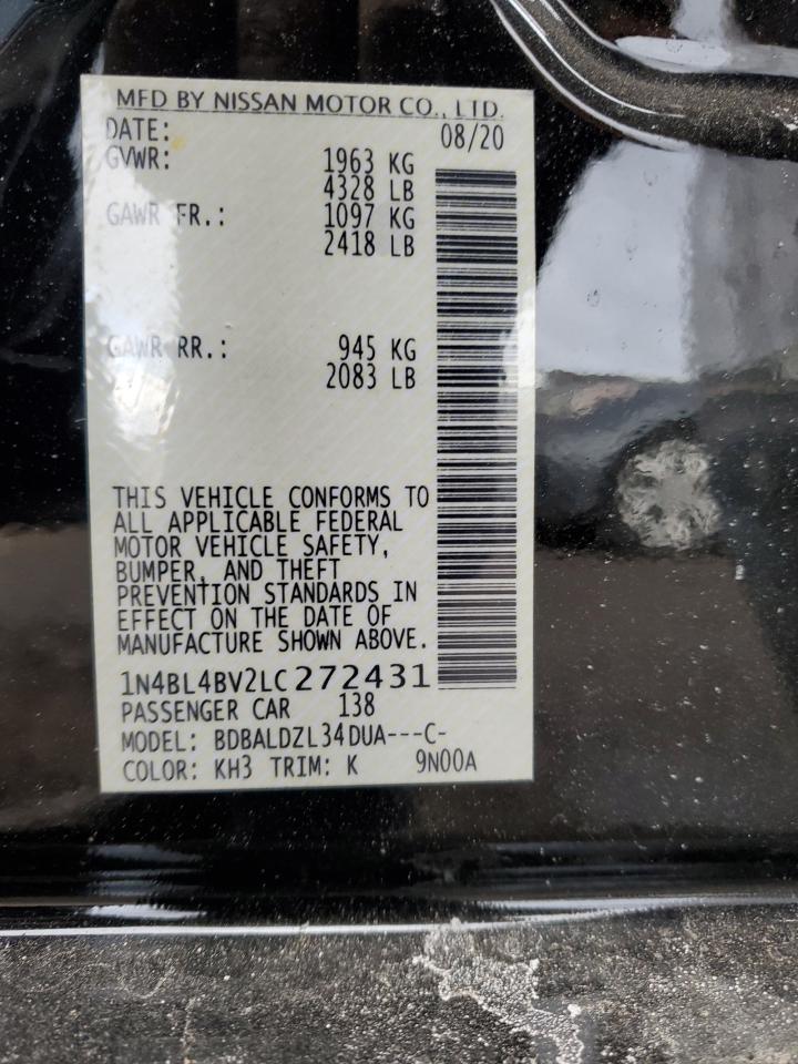 2020 Nissan Altima VIN 1N4BL4BV2LC272431 Copart auction photo, front end / side damage thumbnail 13