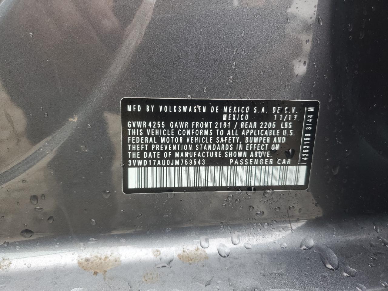 2018 Volkswagen Golf VIN 3VWD17AU0JM759543 Copart auction photo, front end / side damage thumbnail 14