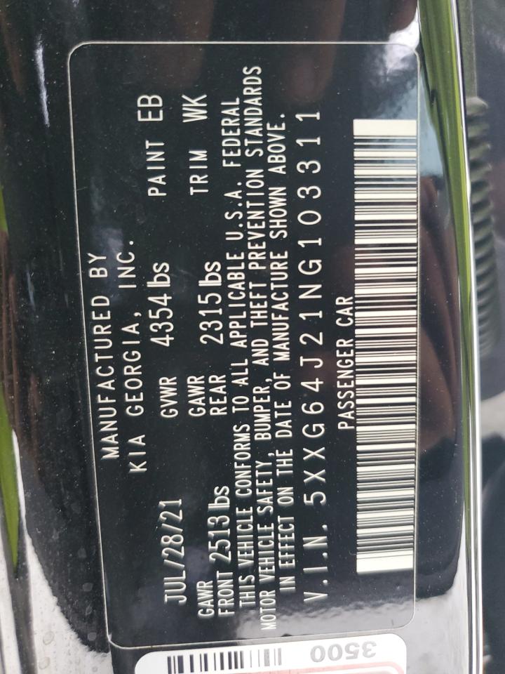 2022 KIA K5 VIN 5XXG64J21NG103311 Copart auction photo, rear end / front end damage thumbnail 13