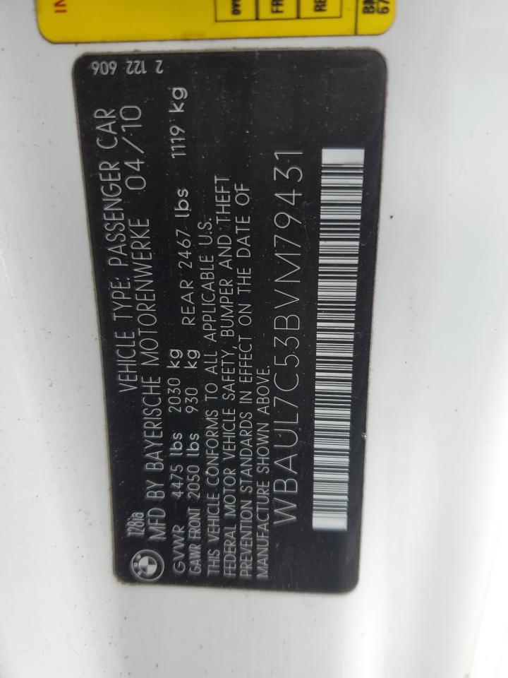 2011 BMW 1er VIN WBAUL7C53BVM79431 Copart auction photo, side / rear end damage thumbnail 12