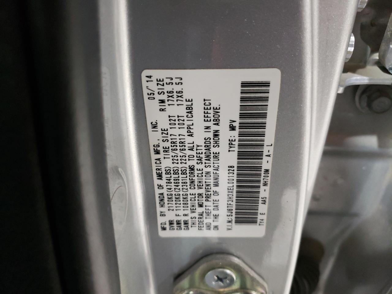 2014 Honda Crosstour VIN 5J6TF3H3XEL001328 Copart auction photo, front end damage thumbnail 13