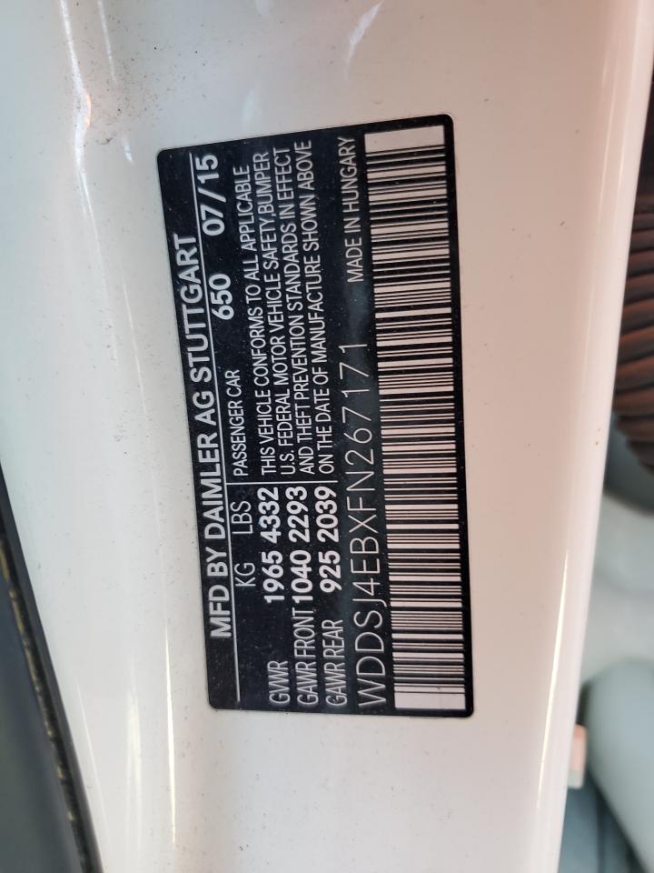 2015 Mercedes-Benz CLA-klasse VIN WDDSJ4EBXFN267171 Copart auction photo, front end damage thumbnail 14