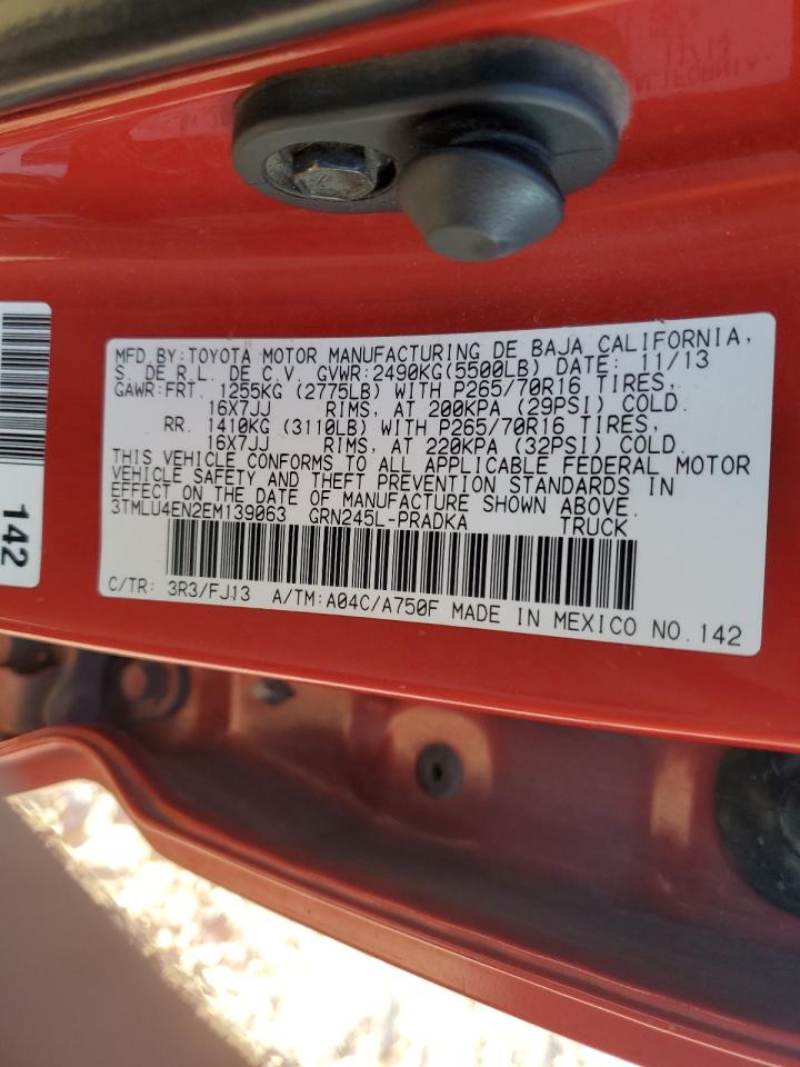 2014 Toyota Tacoma VIN 3TMLU4EN2EM139063 Copart auction photo, front end damage thumbnail 14