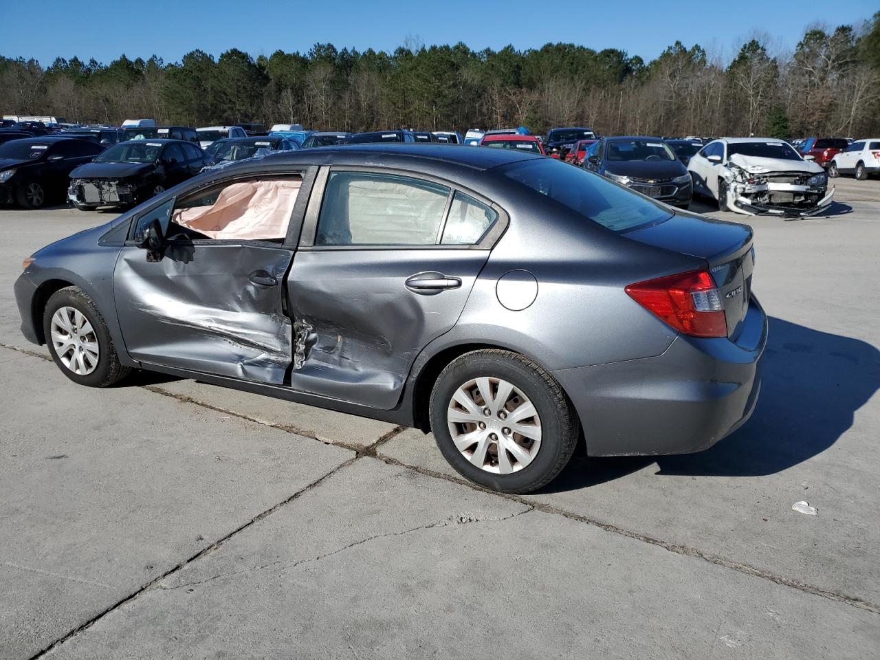 2012 Honda Civic VIN 19XFB2F55CE347354 Copart auction photo, side damage thumbnail 2