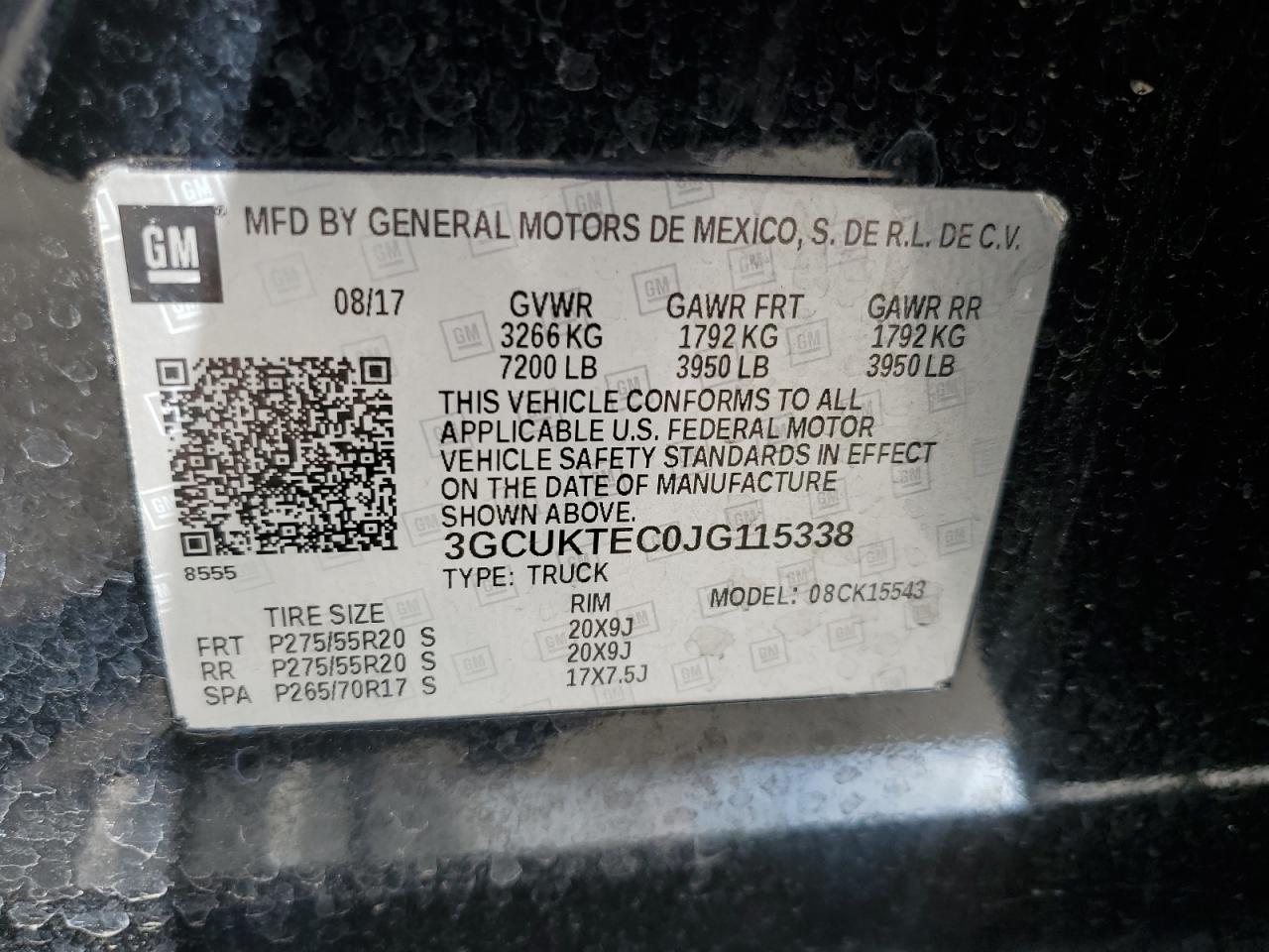 2018 Chevrolet Silverado VIN 3GCUKTEC0JG115338 Copart auction photo, front end / undercarriage damage thumbnail 12
