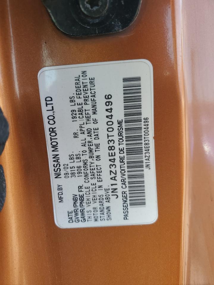 2003 Nissan 350Z VIN JN1AZ34E83T004496 Copart auction photo, front end / rear end damage thumbnail 12