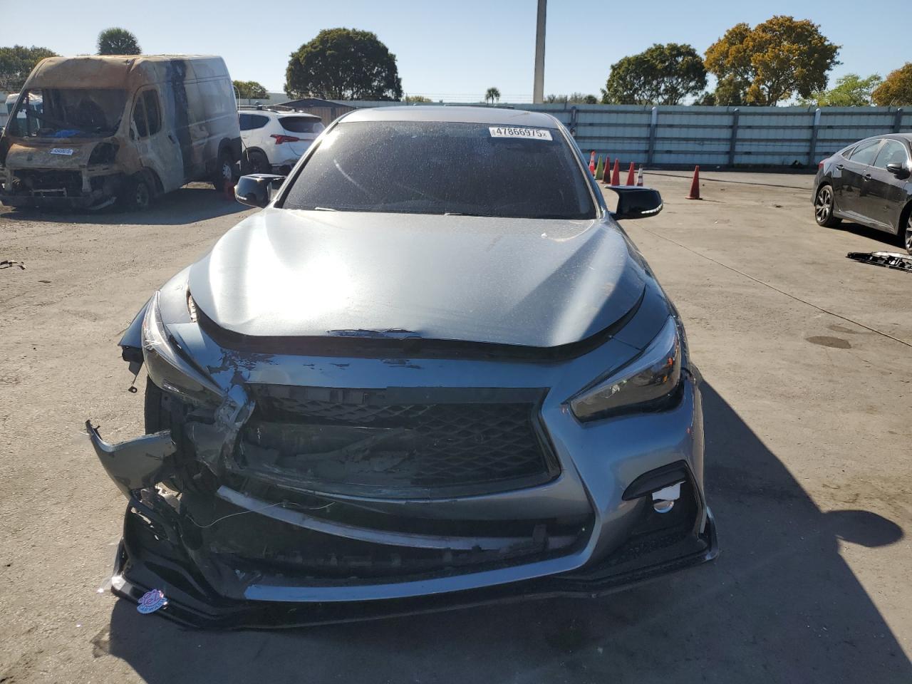 2018 Infiniti Q50 VIN JN1EV7AP7JM362383 Copart auction photo, front end / side damage thumbnail 5