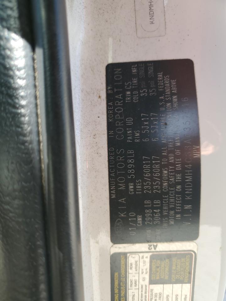 2010 KIA Sedona VIN KNDMH4C33A6357016 Copart auction photo, minor dent/scratches damage thumbnail 13