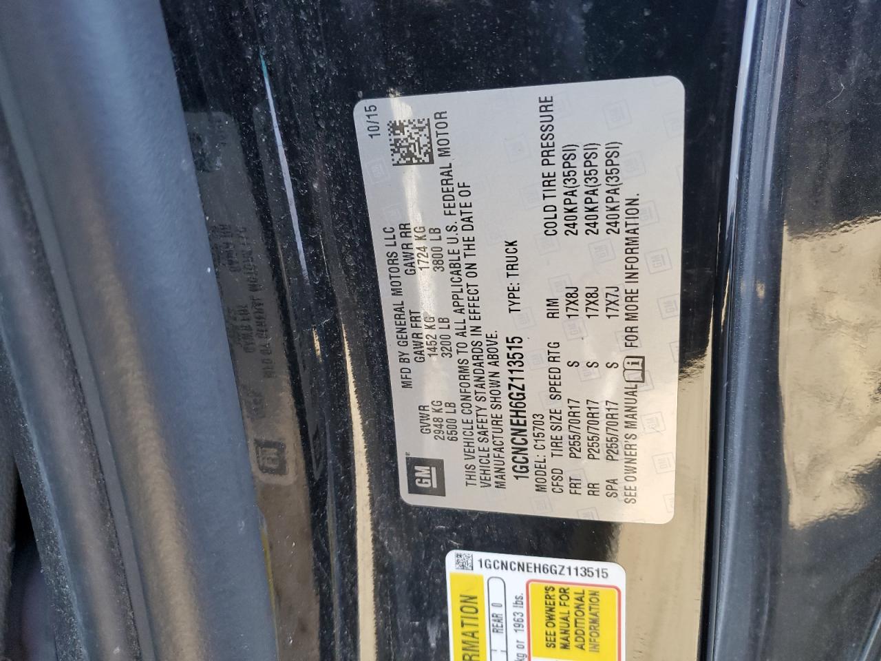 2016 Chevrolet Silverado VIN 1GCNCNEH6GZ113515 Copart auction photo, front end / undercarriage damage thumbnail 12