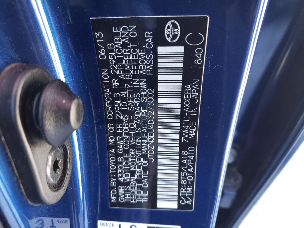 2013 Toyota Prius VIN JTDZN3EU4D3273002 Copart auction photo, front end / all over damage thumbnail 13