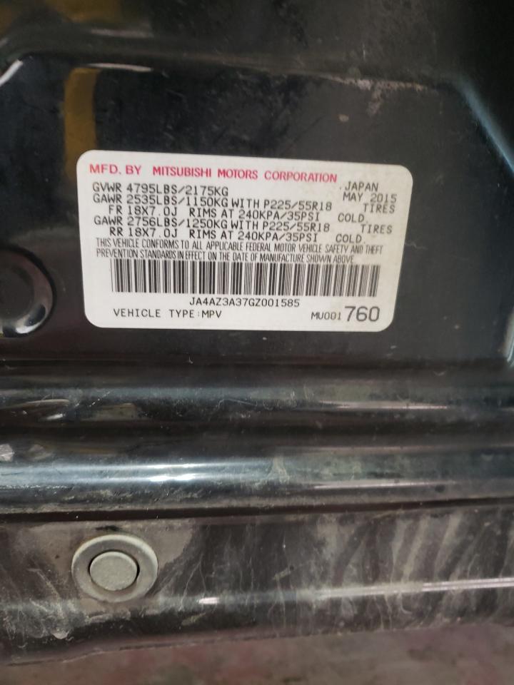 2016 Mitsubishi Outlander VIN JA4AZ3A37GZ001585 Copart auction photo, side / front end damage thumbnail 13