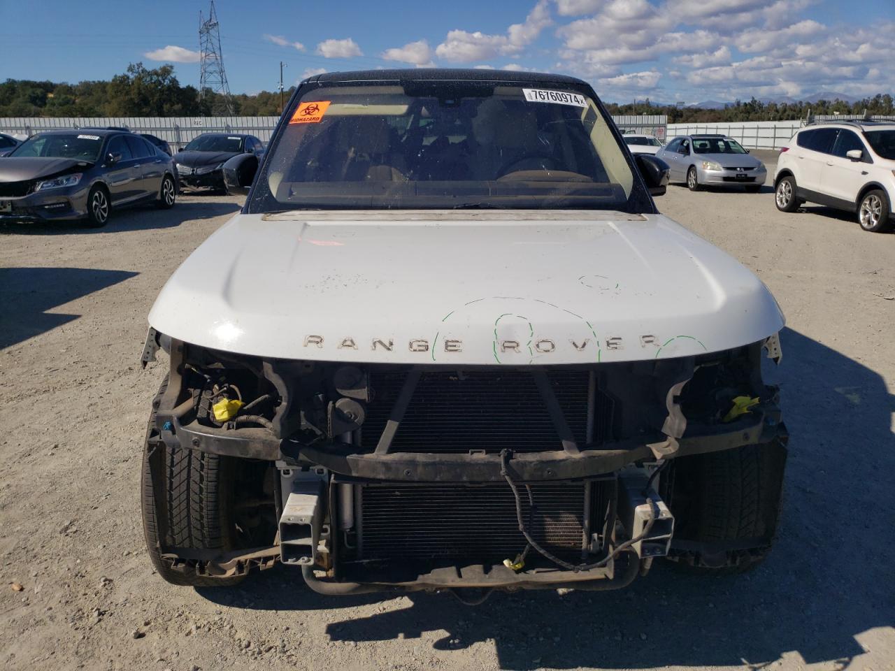 2013 Land Rover Range Rover VIN SALGS2DF9DA100738 Copart auction photo, front end damage thumbnail 5