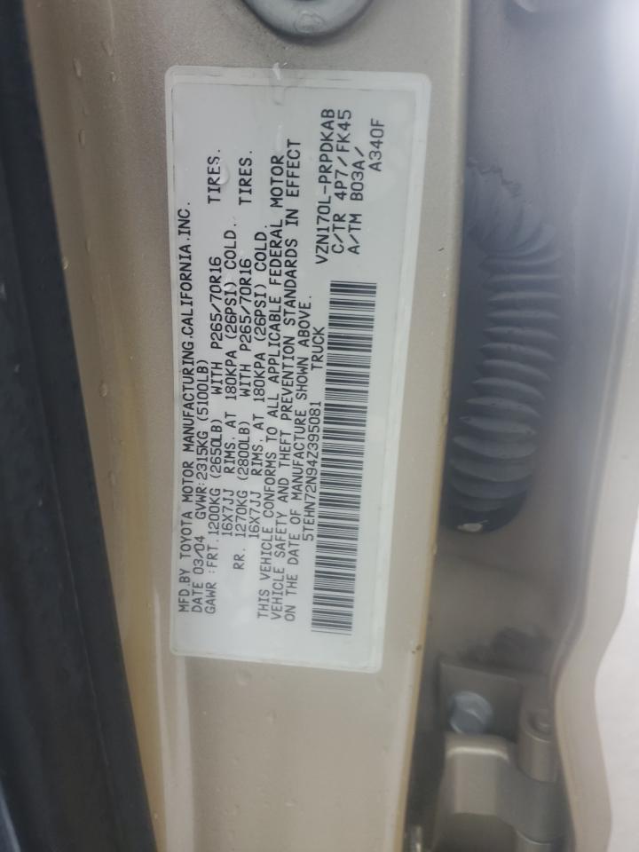 2004 Toyota Tacoma VIN 5TEHN72N94Z395081 Copart auction photo, undercarriage damage thumbnail 14