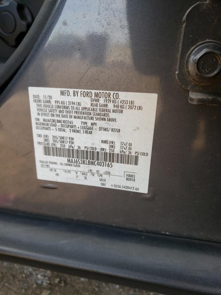 2021 Ford EcoSport VIN MAJ6S3KL8MC403165 Copart auction photo, all over damage thumbnail 14
