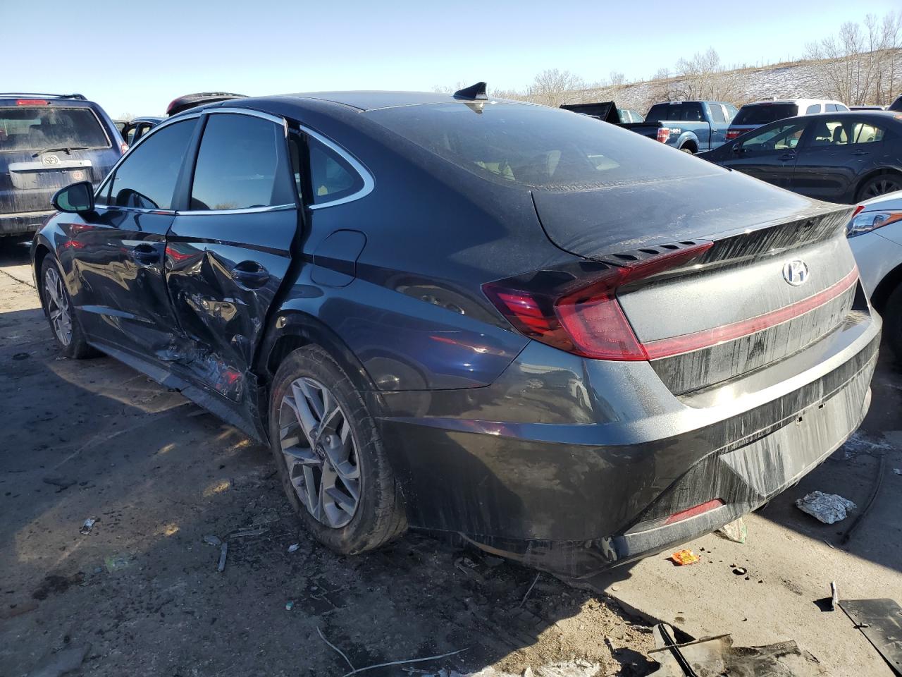 2021 Hyundai Sonata VIN KMHL64JA8MA161699 Copart auction photo, side damage thumbnail 2