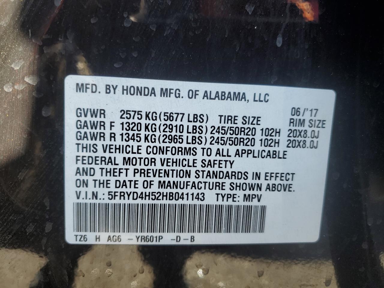 2017 Acura MDX VIN 5FRYD4H52HB041143 Copart auction photo, front end damage thumbnail 13