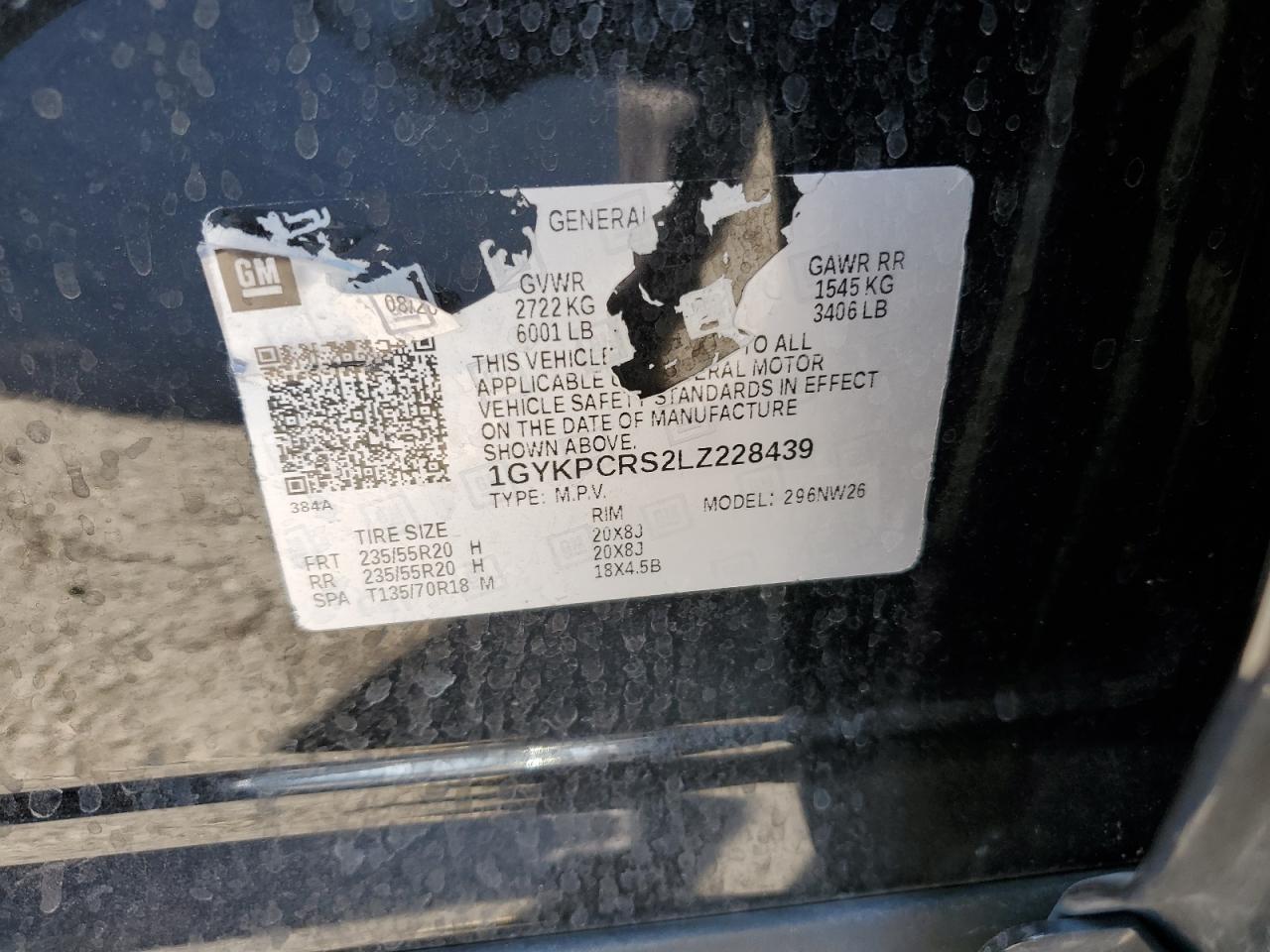 2020 Cadillac XT6 VIN 1GYKPCRS2LZ228439 Copart auction photo, front end damage thumbnail 15