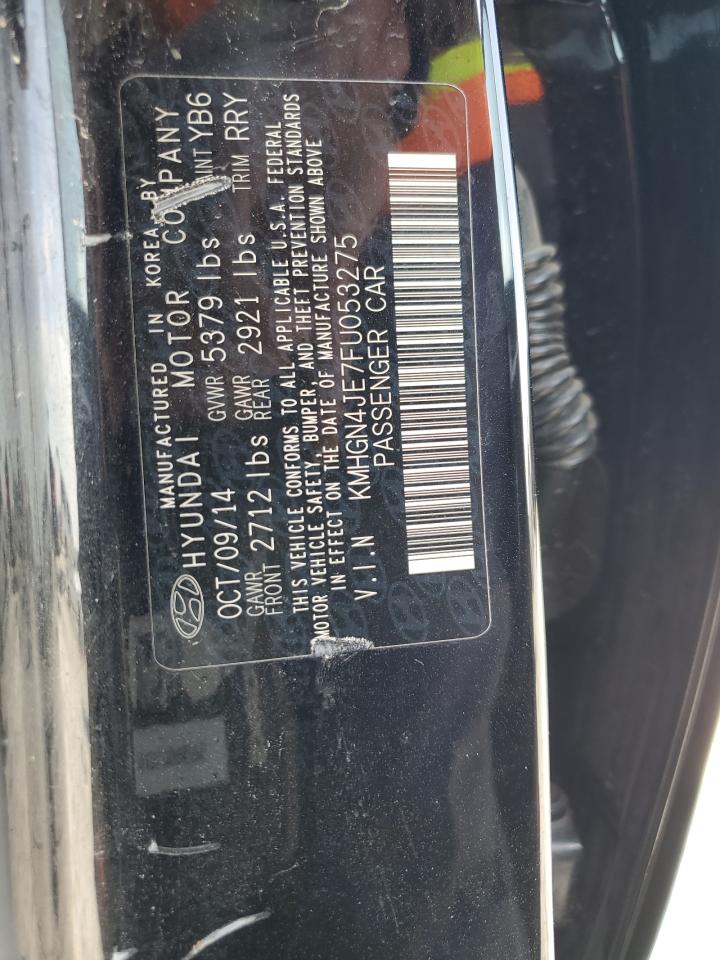 2015 Hyundai Genesis VIN KMHGN4JE7FU053275 Copart auction photo, front end / side damage thumbnail 13
