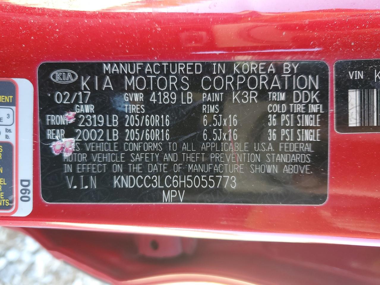 2017 KIA Niro VIN KNDCC3LC6H5055773 Copart auction photo, front end damage thumbnail 15