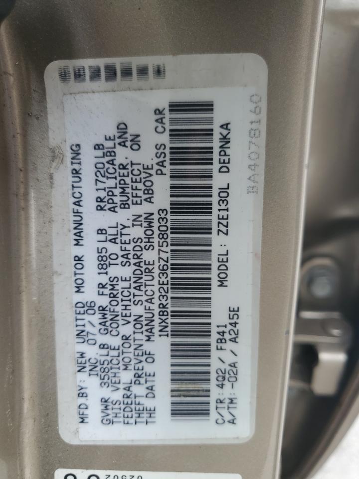 2006 Toyota Corolla VIN 1NXBR32E36Z758033 Copart auction photo, front end / minor dent/scratches damage thumbnail 13