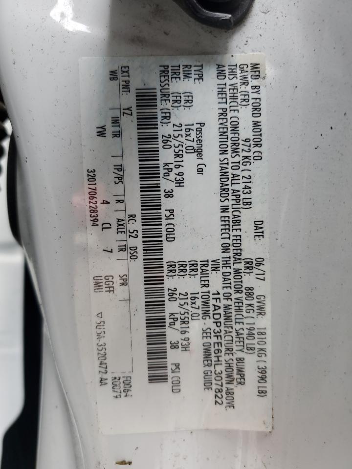 2017 Ford Focus VIN 1FADP3FE6HL307822 Copart auction photo, side damage thumbnail 12