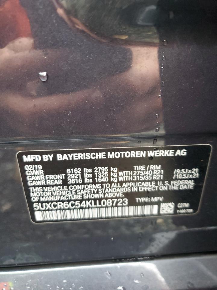 2019 BMW X5 VIN 5UXCR6C54KLL08723 Copart auction photo, rear end damage thumbnail 12