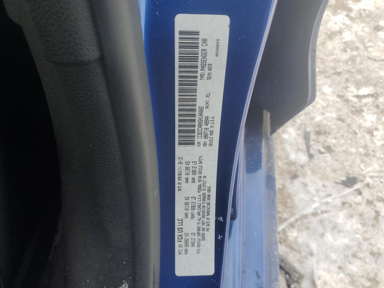 2016 Chrysler 200 VIN 1C3CCCABXGN104602 Copart auction photo, rear end damage thumbnail 12