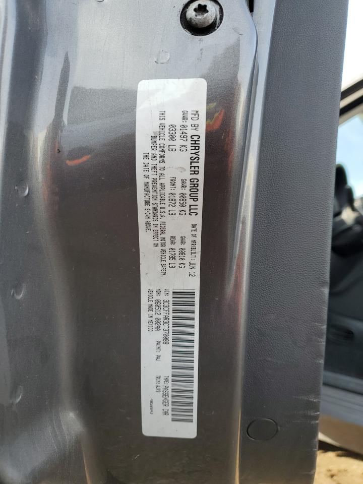 2012 Fiat 500 VIN 3C3CFFAR3CT370088 Copart auction photo, mechanical damage thumbnail 12