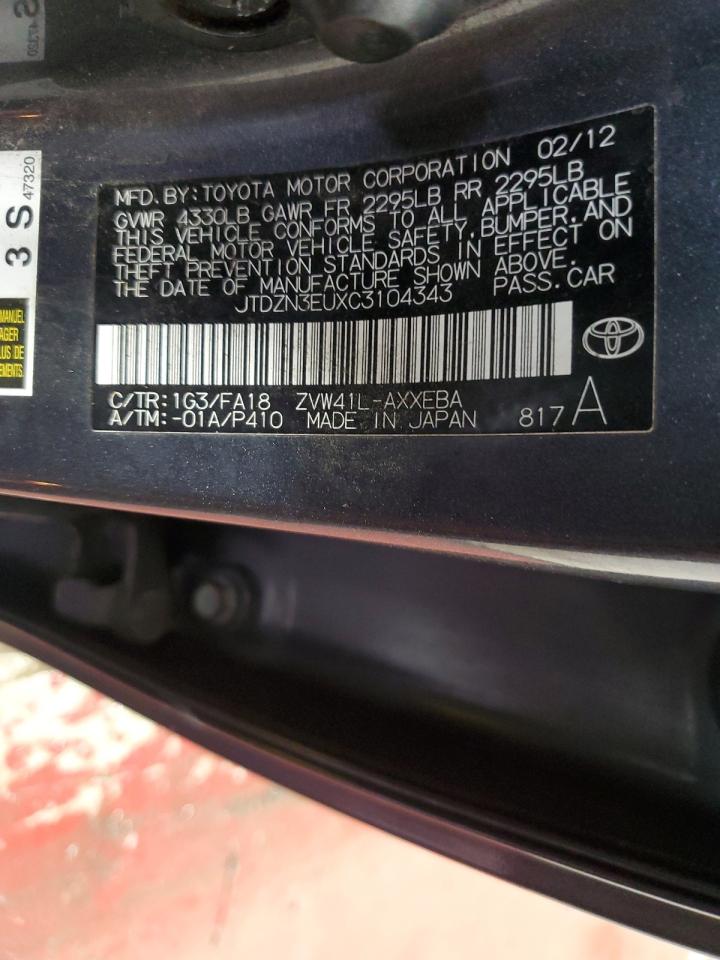 2012 Toyota Prius VIN JTDZN3EUXC3104343 Copart auction photo, minor dent/scratches damage thumbnail 12