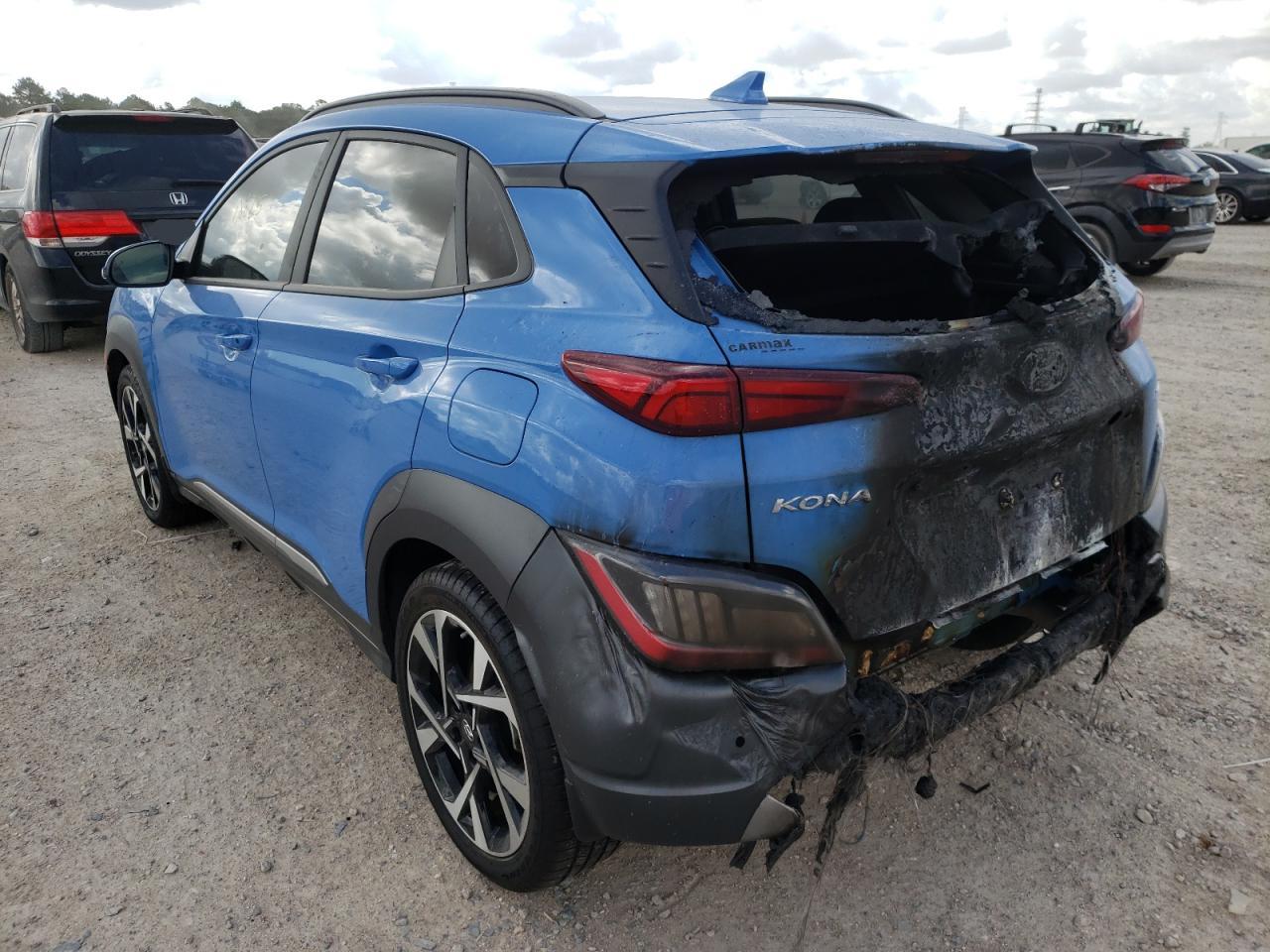 2022 Hyundai Kona VIN KM8K53A38NU794410 Copart auction photo, burn damage thumbnail 3