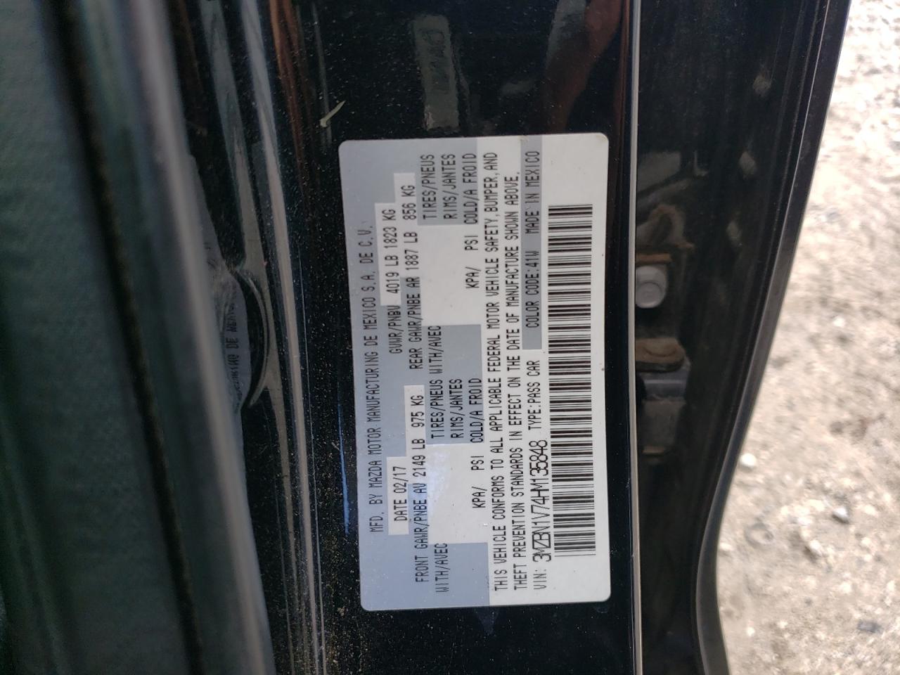 2017 Mazda 3 VIN 3MZBN1V74HM135848 Copart auction photo, front end / side damage thumbnail 15