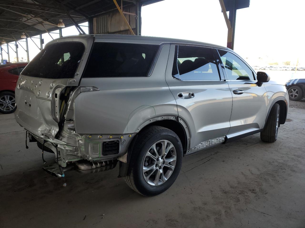 2022 Hyundai Palisade VIN KM8R14HE5NU425141 Copart auction photo, rear end / side damage thumbnail 3
