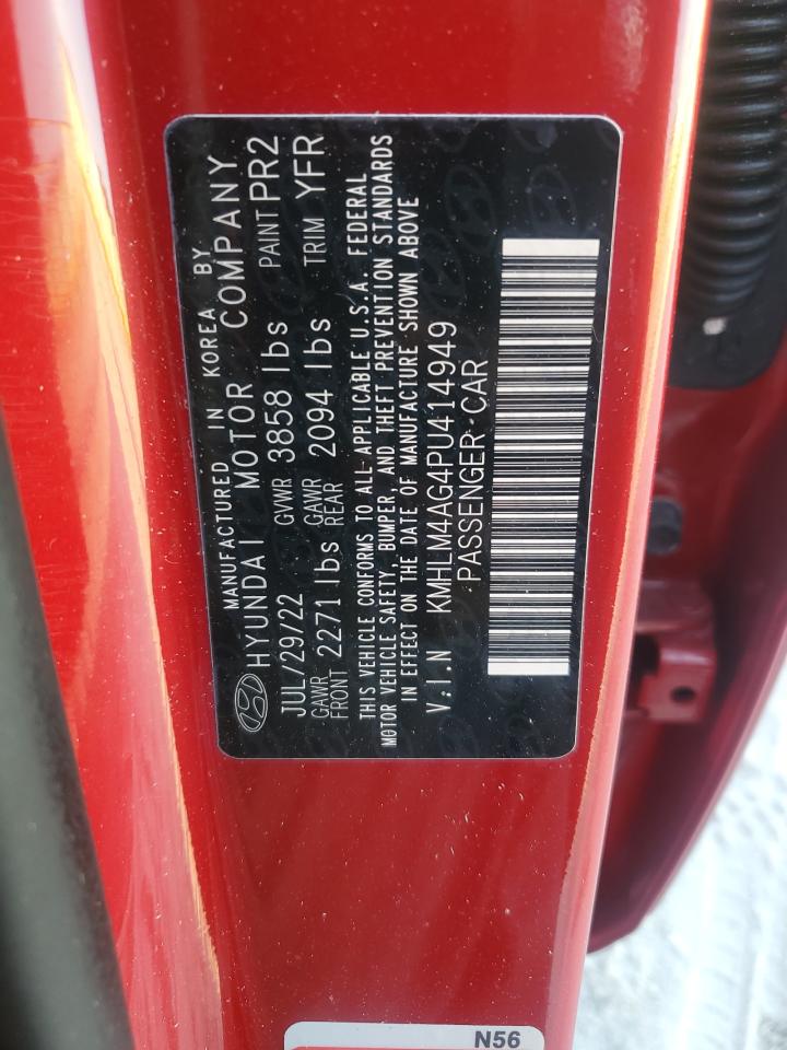 2023 Hyundai Elantra VIN KMHLM4AG4PU414949 Copart auction photo, rear end damage thumbnail 14