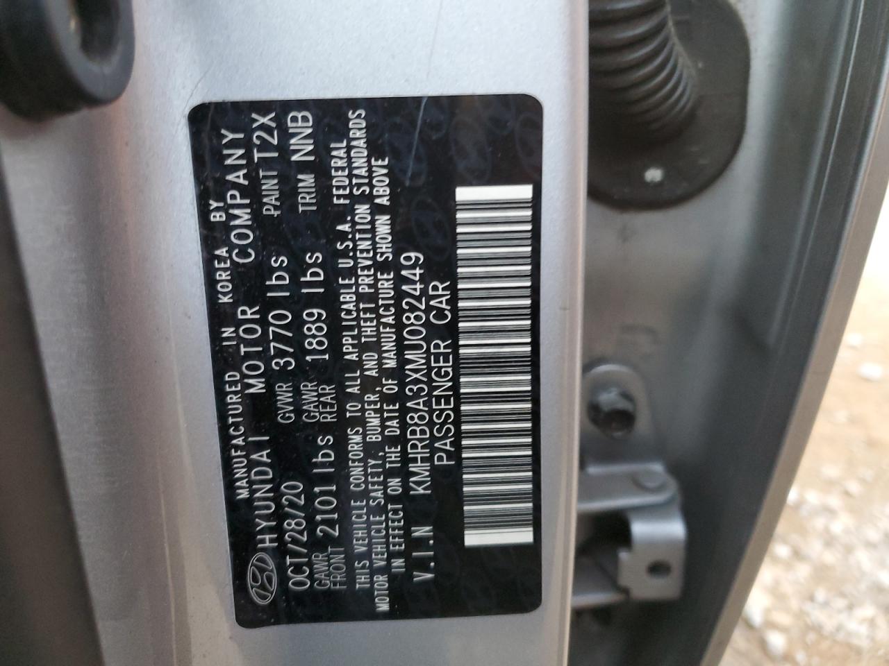 2021 Hyundai Venue VIN KMHRB8A3XMU082449 Copart auction photo, front end / side damage thumbnail 14