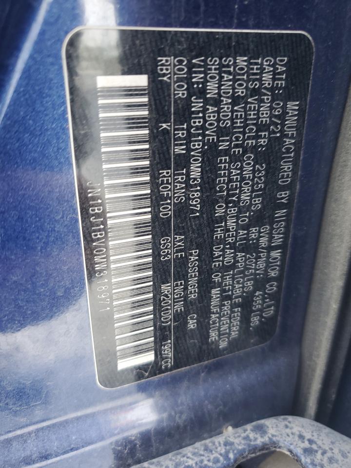 2021 Nissan Rogue VIN JN1BJ1BV0MW318971 Copart auction photo, rear end / minor dent/scratches damage thumbnail 12