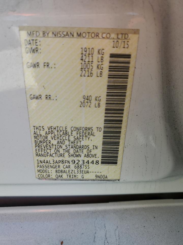2015 Nissan Altima VIN 1N4AL3AP8FN923448 Copart auction photo, front end damage thumbnail 15