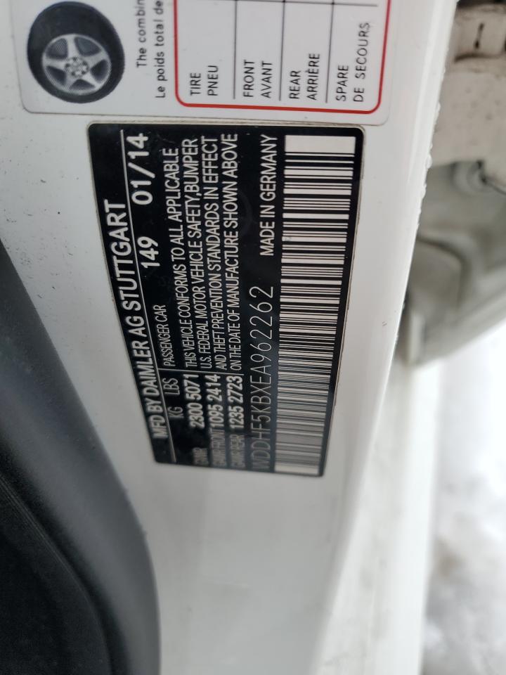 2014 Mercedes-Benz E-klasse VIN WDDHF5KBXEA962262 Copart auction photo, front end damage thumbnail 12