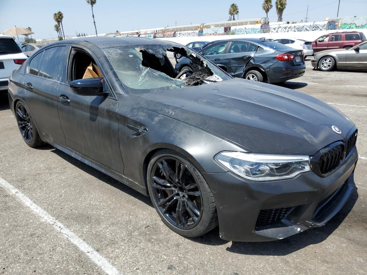 2020 BMW M5 VIN WBSJF0C02LB449079 Copart auction photo, burn damage thumbnail 4
