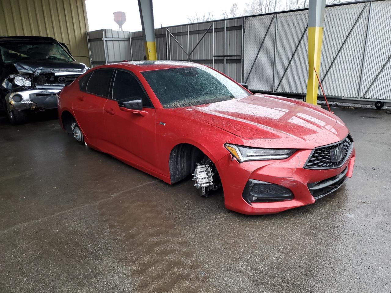 2023 Acura TLX VIN 19UUB6F52PA004008 Copart auction photo, front end / vandalism damage thumbnail 4