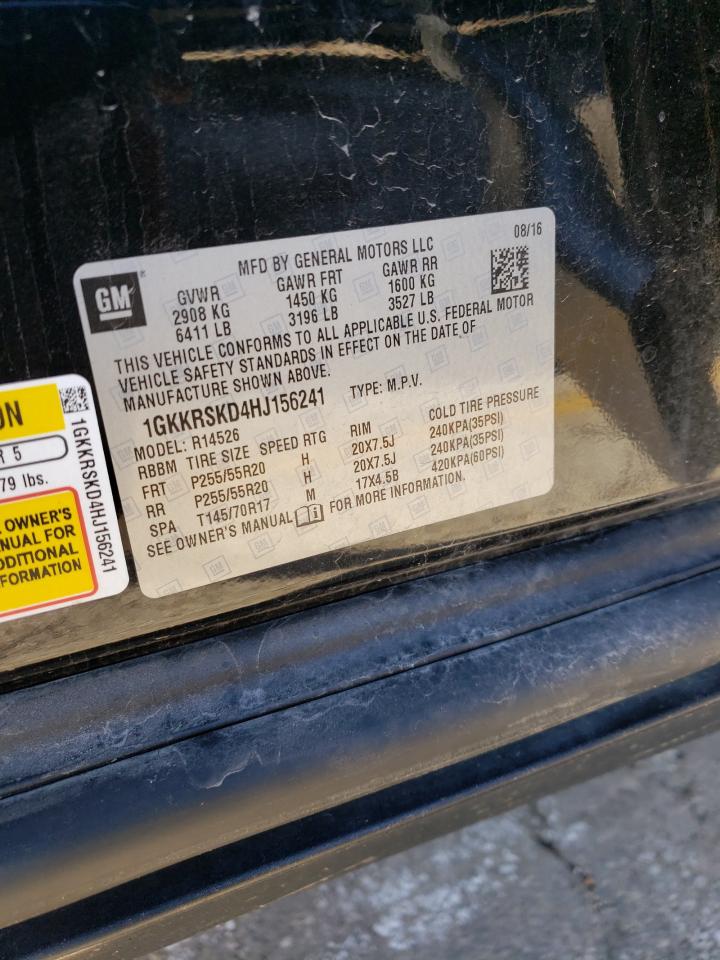 2017 GMC Acadia VIN 1GKKRSKD4HJ156241 Copart auction photo, front end damage thumbnail 13