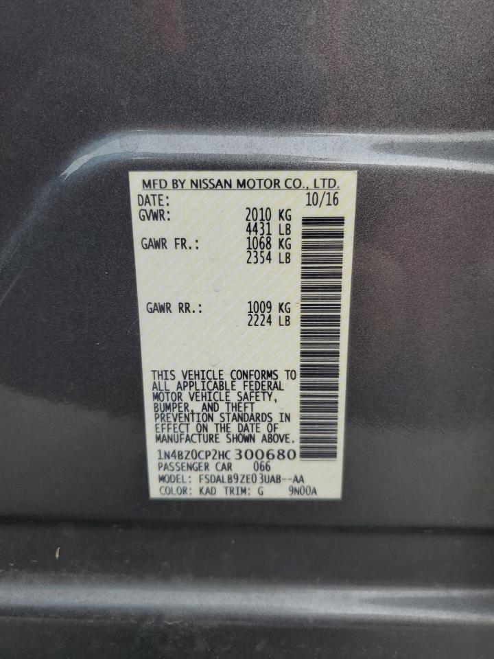 2017 Nissan Leaf VIN 1N4BZ0CP2HC300680 Copart auction photo, minor dent/scratches damage thumbnail 13