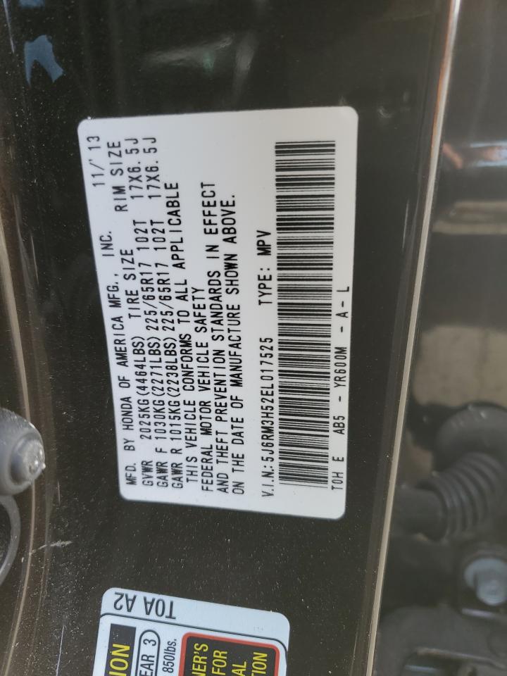 2014 Honda CR-V VIN 5J6RM3H52EL017525 Copart auction photo, front end / rear end damage thumbnail 16